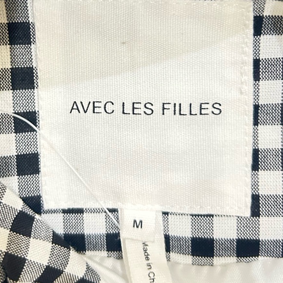 Nwot Avec Les filles black & white gingham check hooded zip up jacket sz medium - Picture 11 of 12